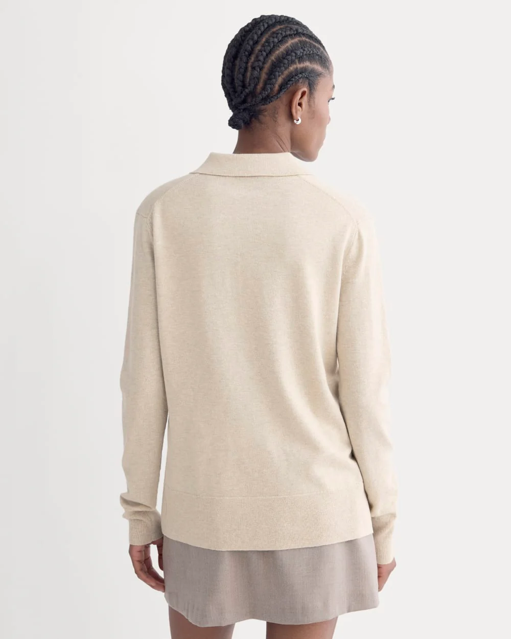 Oversized Polo Sweater in Cotton Merino | Heather Barley
