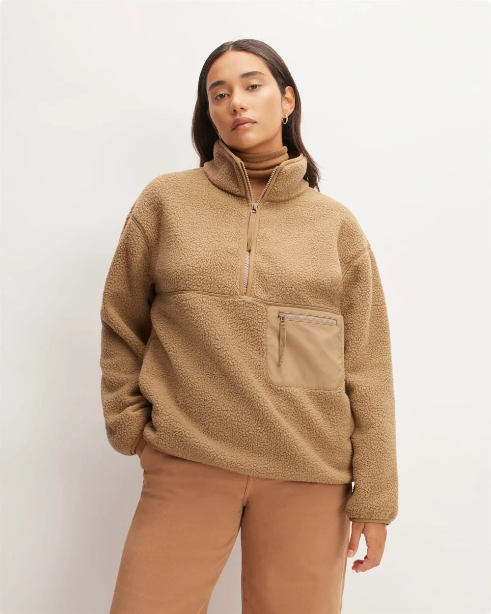 The ReNew Fleece Oversized Half-Zip | Tiger's Eye