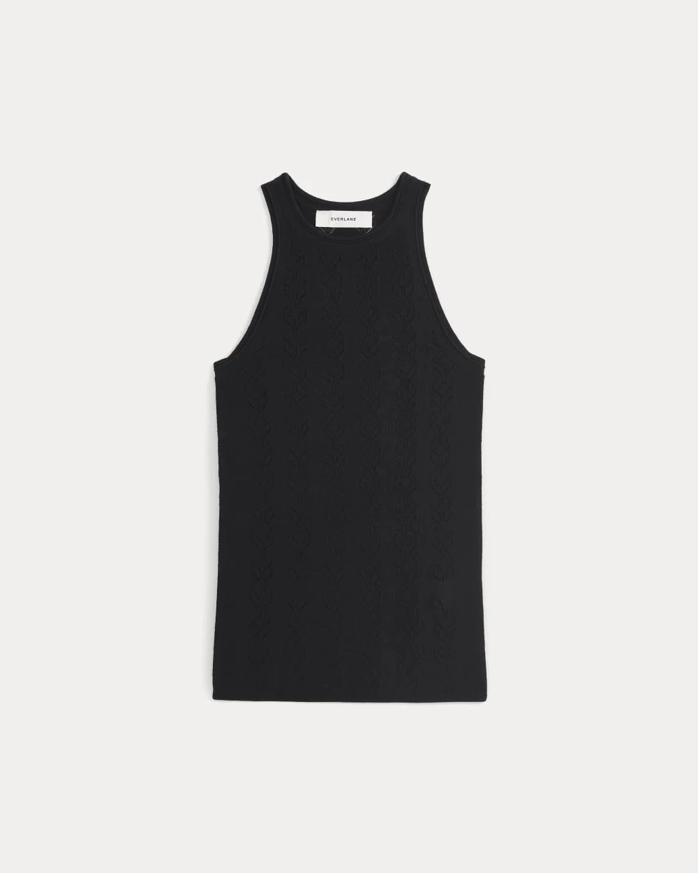 The Pointelle Racerback Tank in Ultrafine Merino | Black