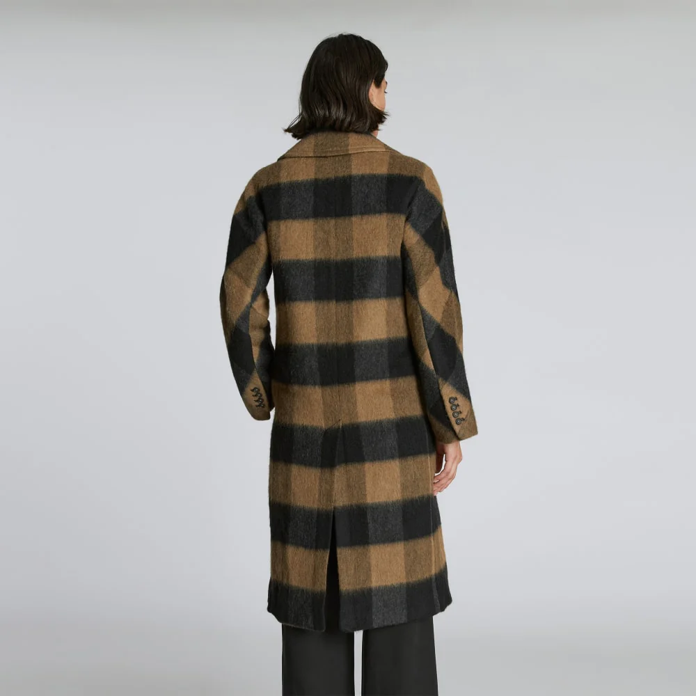 The Brushed Italian ReWool® Peacoat | Camel Buffalo Check