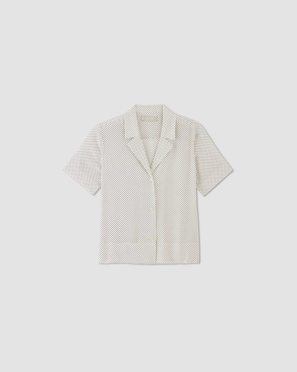 The Notch Shirt in Washable Silk | Bone / Black Polka Dot