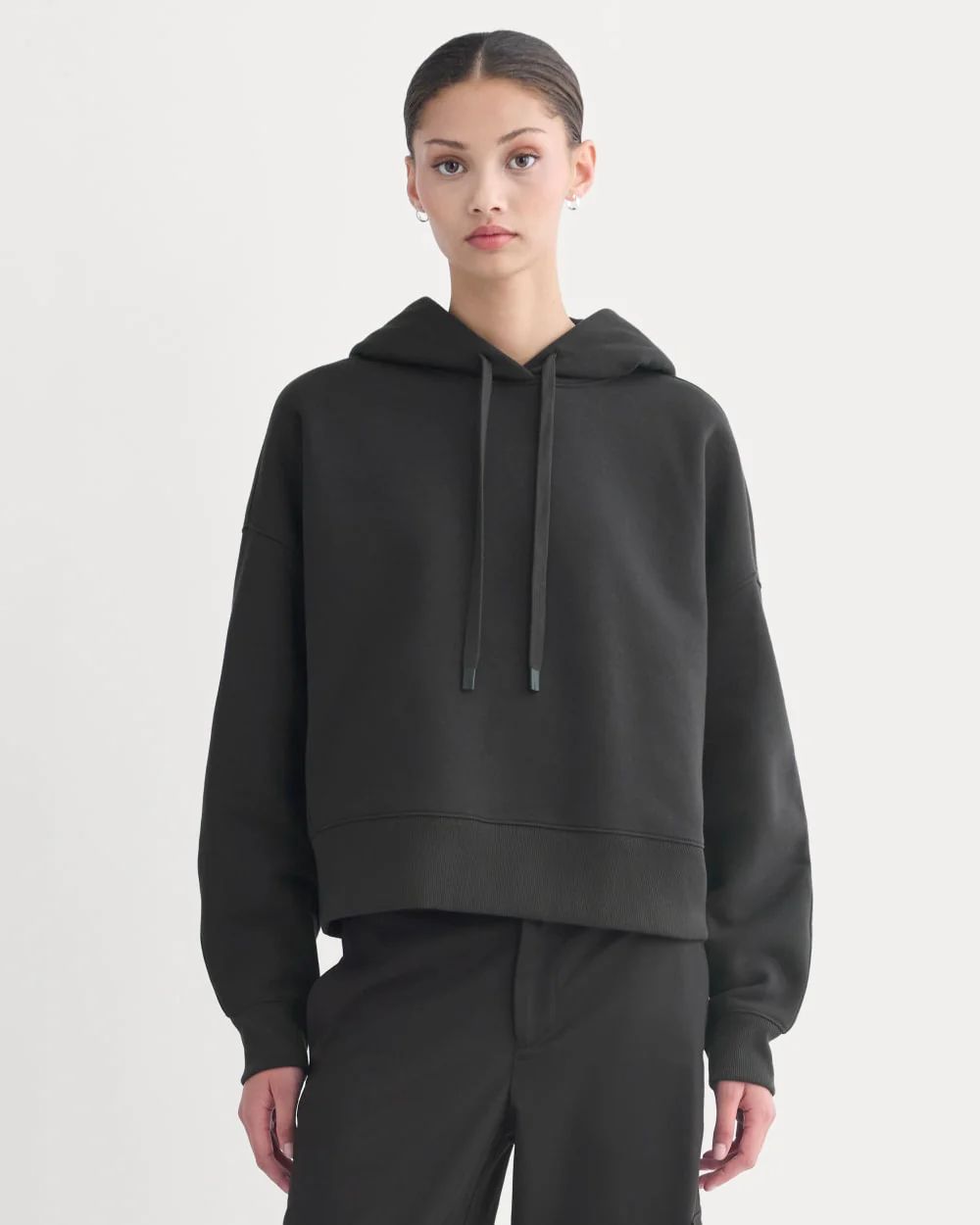 Cropped Luxe Fleece Hoodie | Black