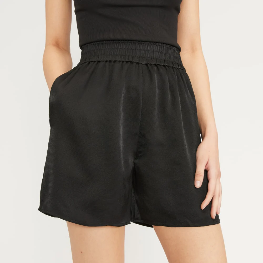 The Satin Pull-On Short | Black
