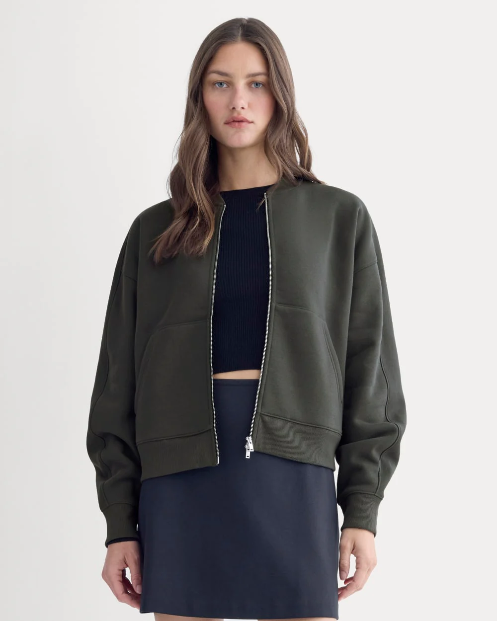 Luxe Fleece Bomber Jacket | Washed Black