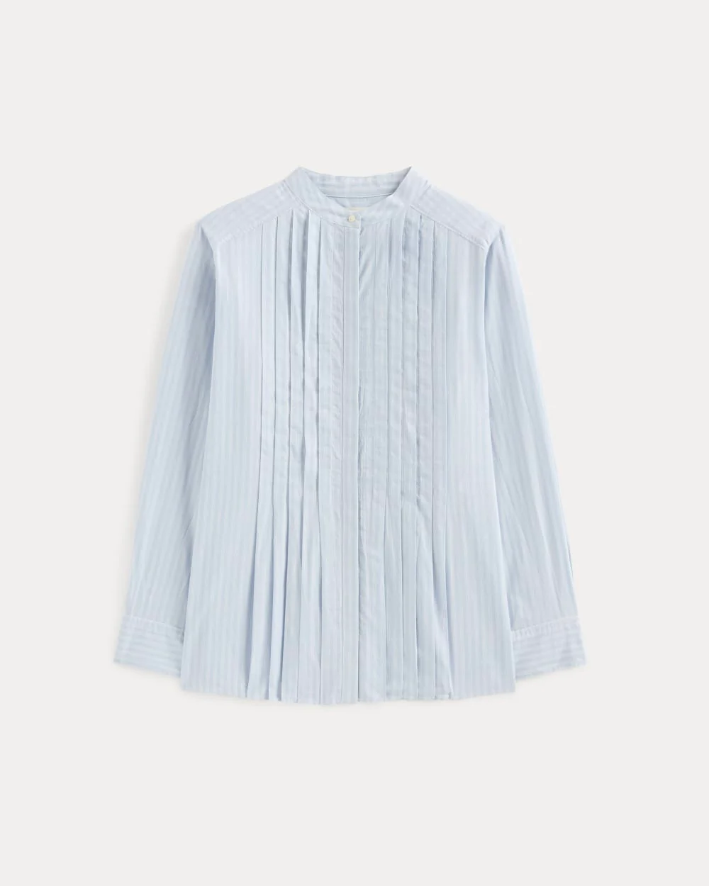 The Pleated Shirt in Silky Cotton | Forever Blue / Optic White