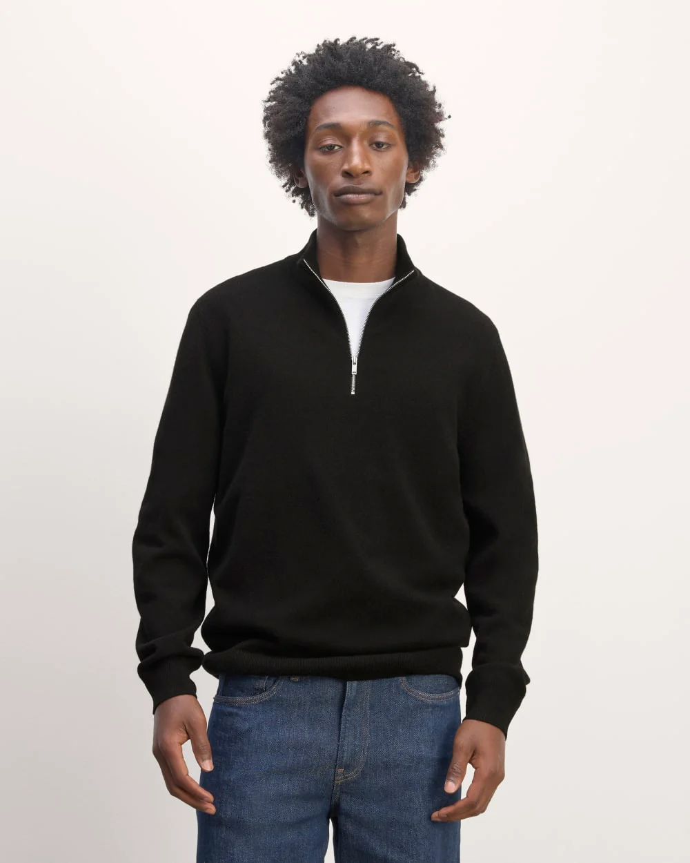 The Quarter-Zip in Cashmere |  Black