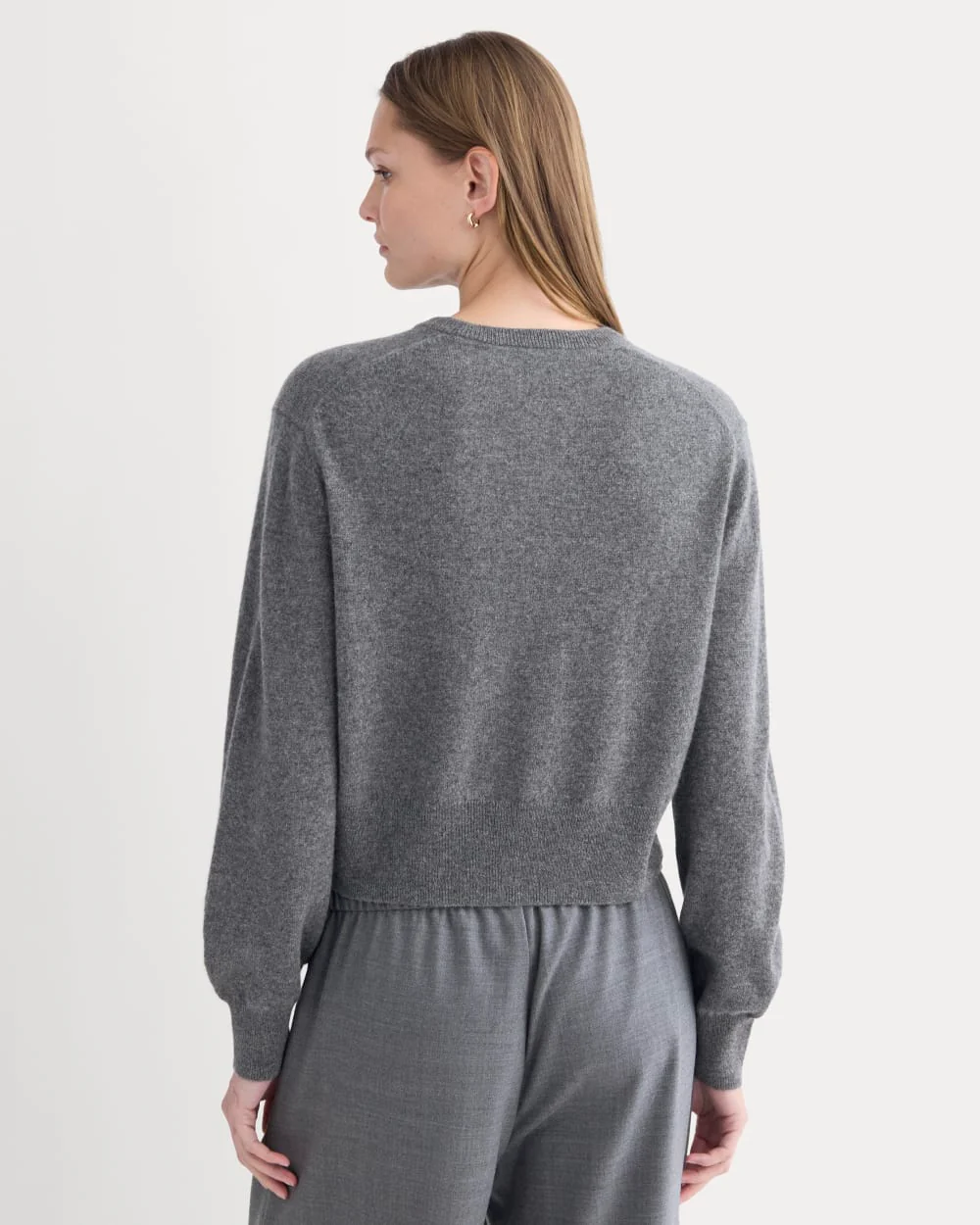 Cashmere Cropped Cardigan | Heather Charcoal