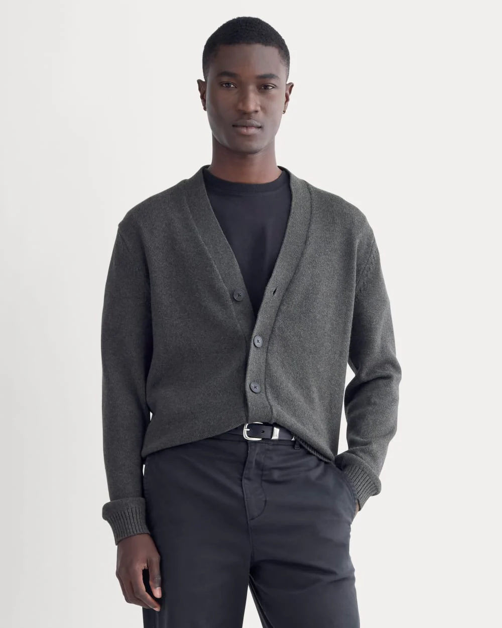 The Classic Cardigan in Everyday Cotton | Heathered Soot