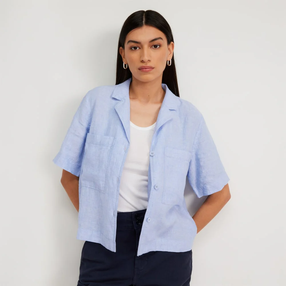 The Linen Workwear Shirt | Light Blue