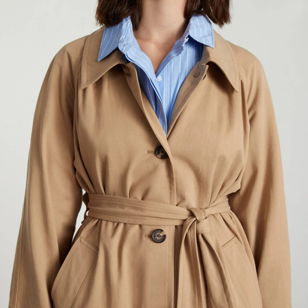 The Gathered Drape Trench | Ash Brown