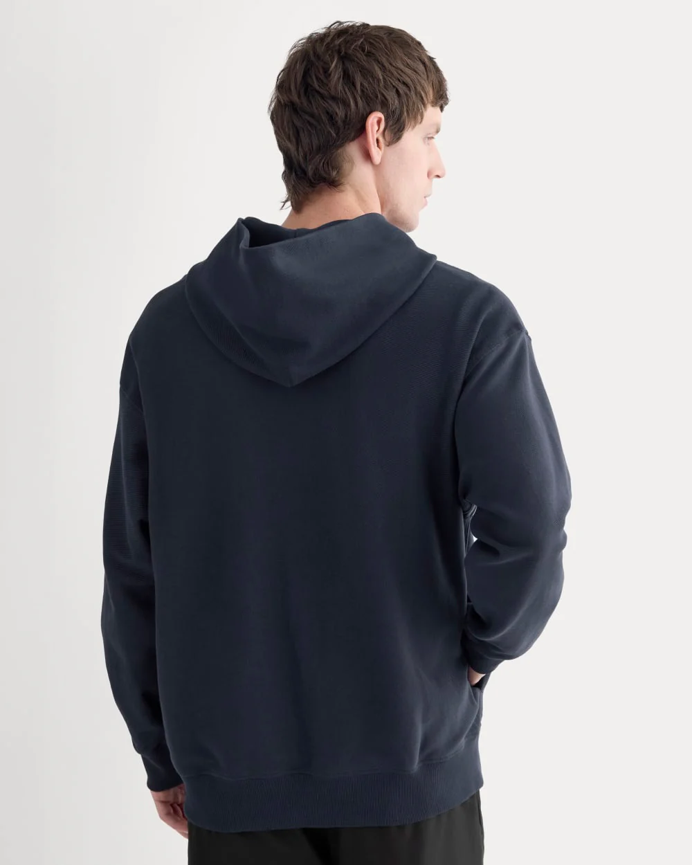 Twill Terry Jacquard Hoodie | Navy