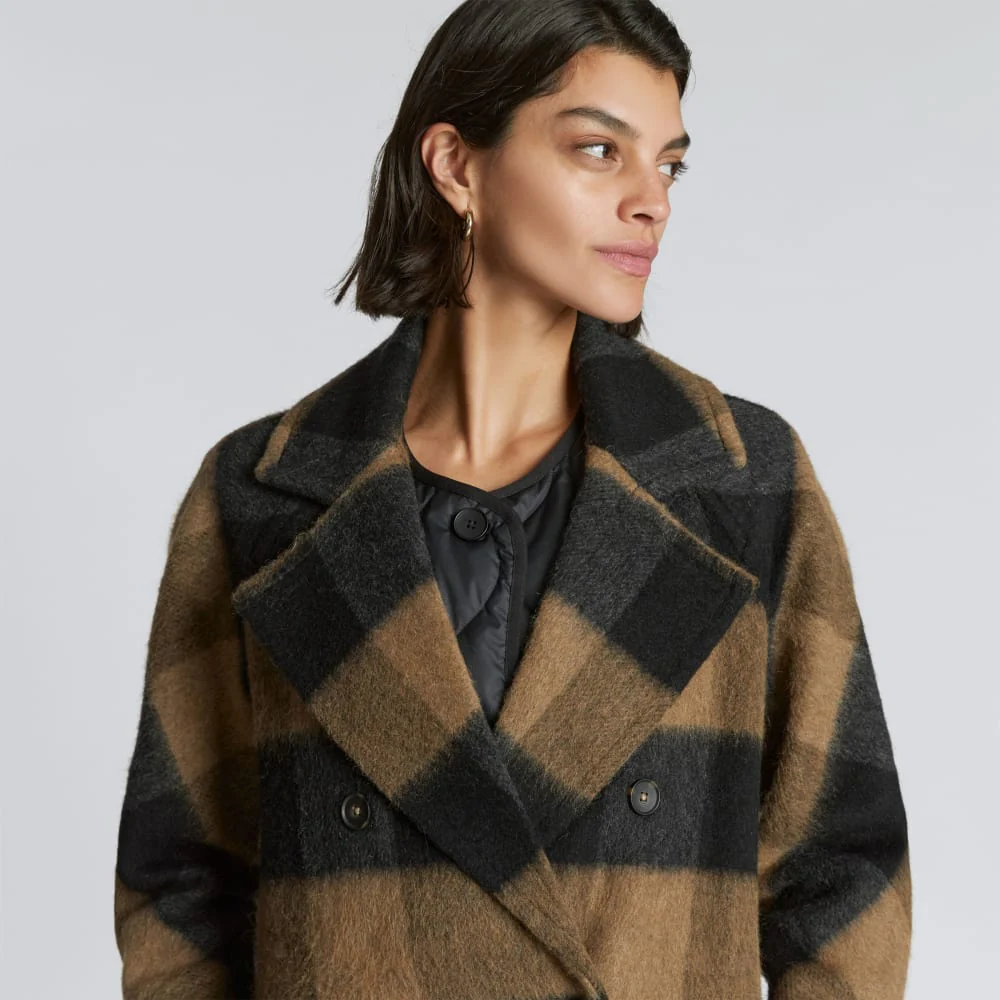 The Brushed Italian ReWool® Peacoat | Camel Buffalo Check