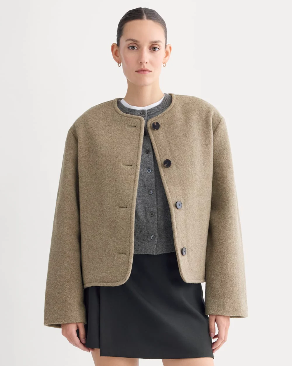 The Cocoon Coat in Wool | Heather Taupe