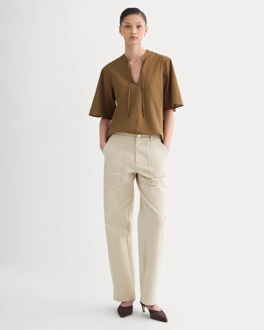 The Gauze Tie-Front Shirt | Toffee
