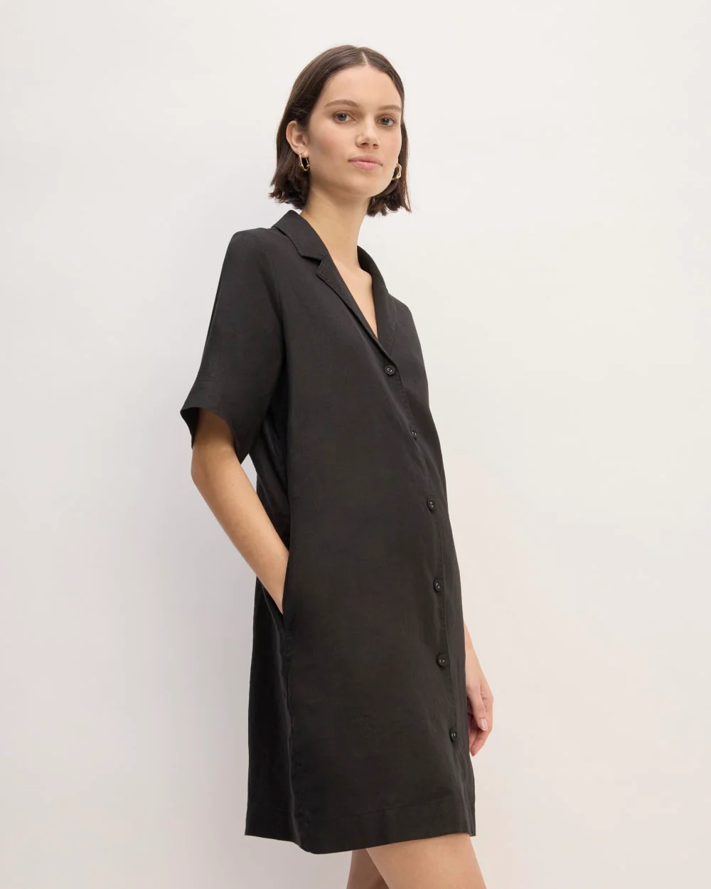 The Shirtdress in Linen | Black