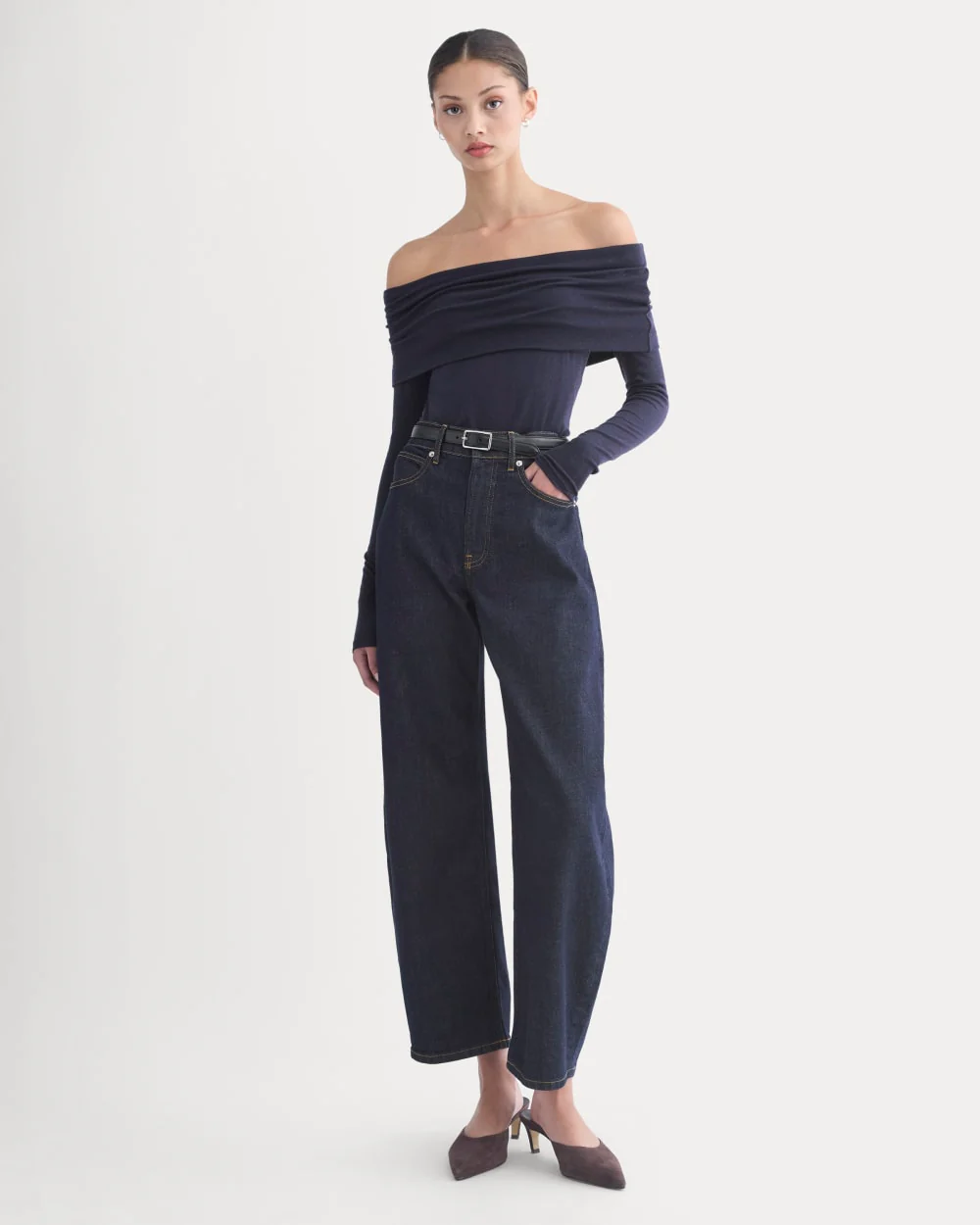 The Off-the-Shoulder Top in Butterluxe | Deep Navy