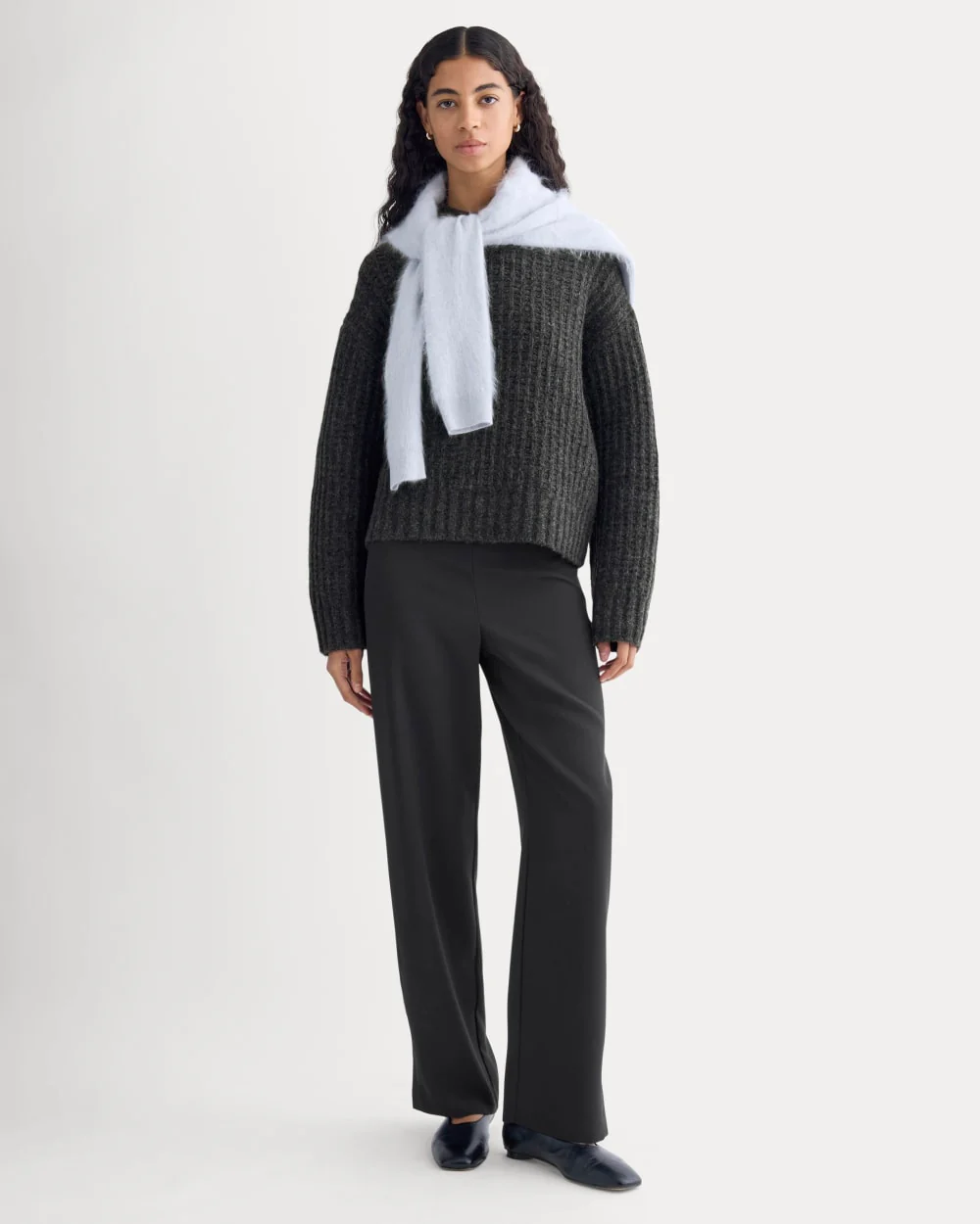 Waffle Sweater in Cloud | Heathered Soot