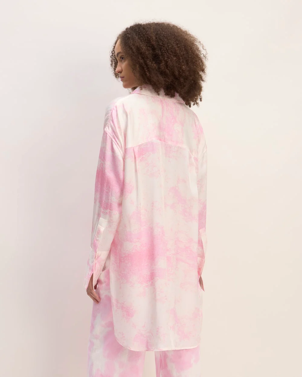 The Everlane x Marques' Almeida Satin Tie-Dye Shirt | Pink Tie-Dye