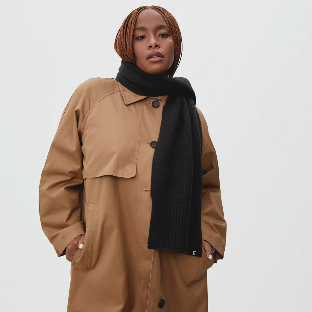 The Felted Merino Waffle-Knit Scarf | Black