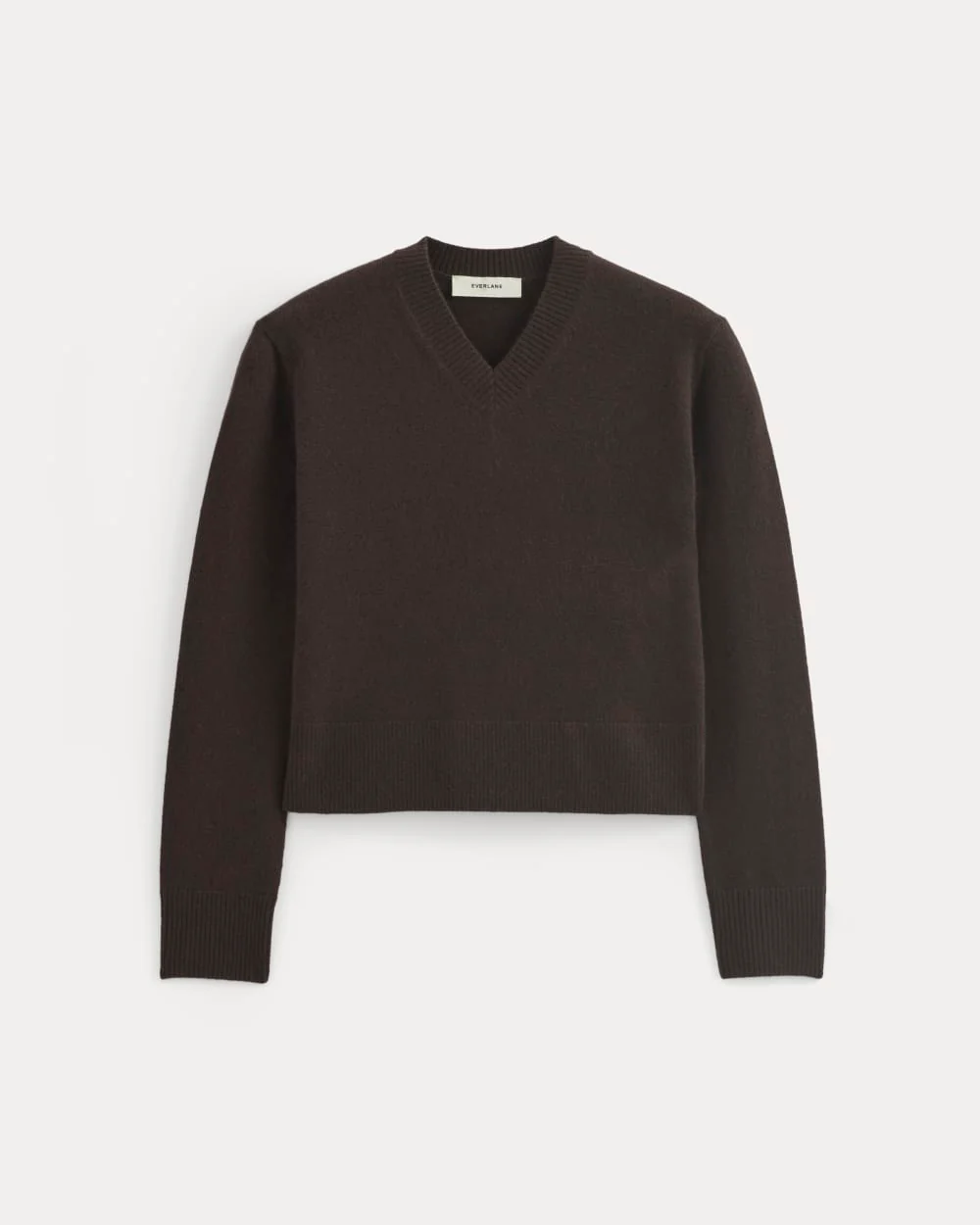 Cashmere Cropped High-V Sweater | Dark Chocolate