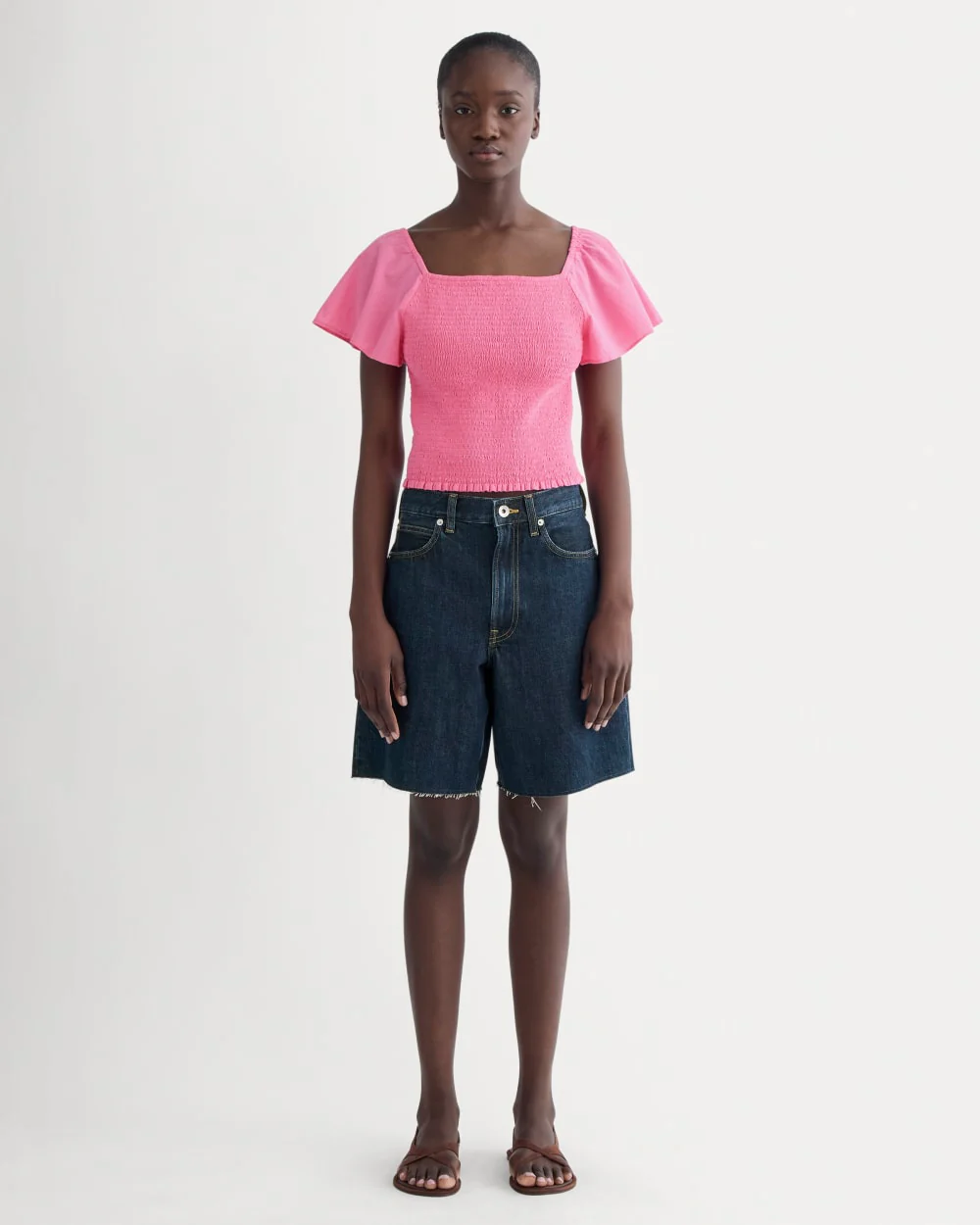 The Gauze Smocked Top | Deep Pink