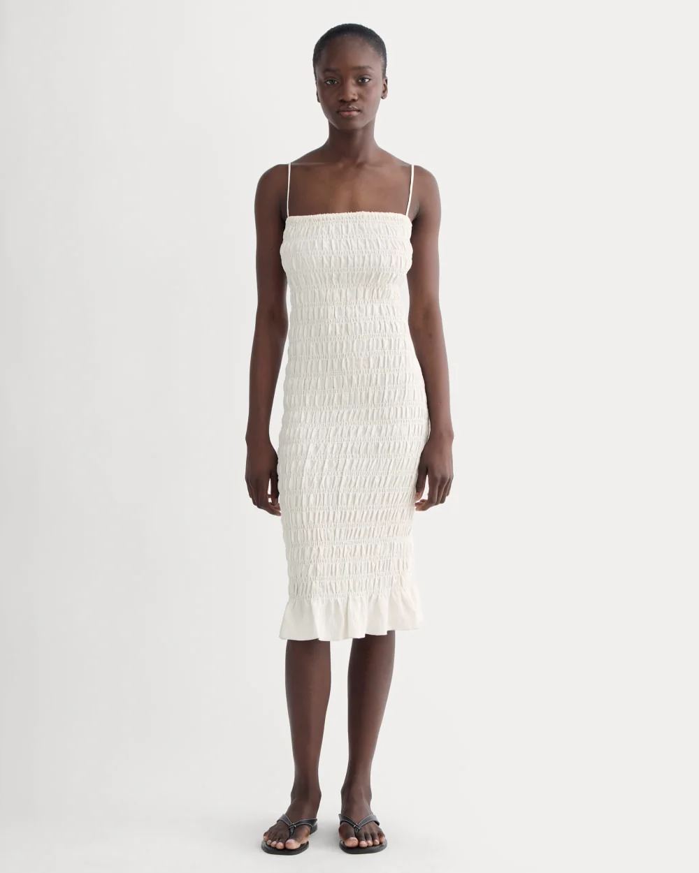 The Smocked Column Dress | Bone