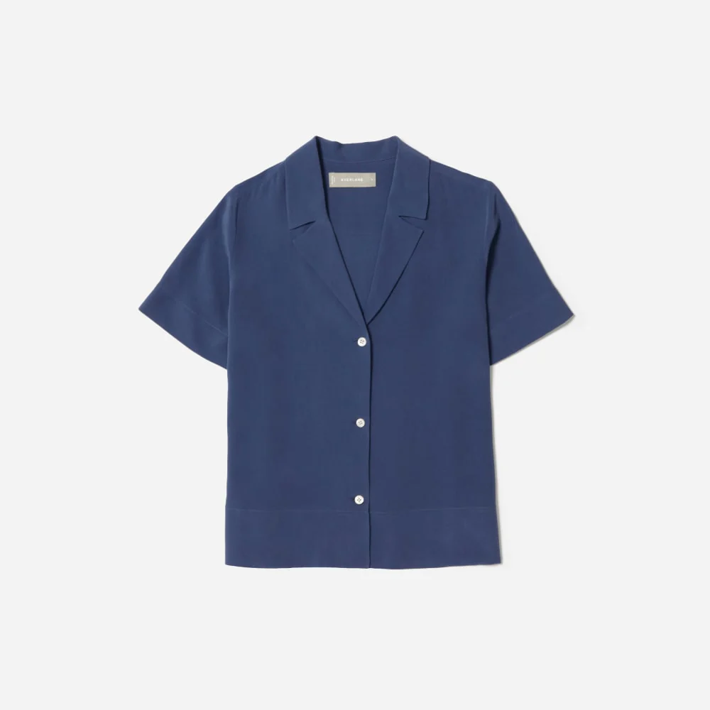 The Clean Silk Short-Sleeve Notch Shirt | French Blue