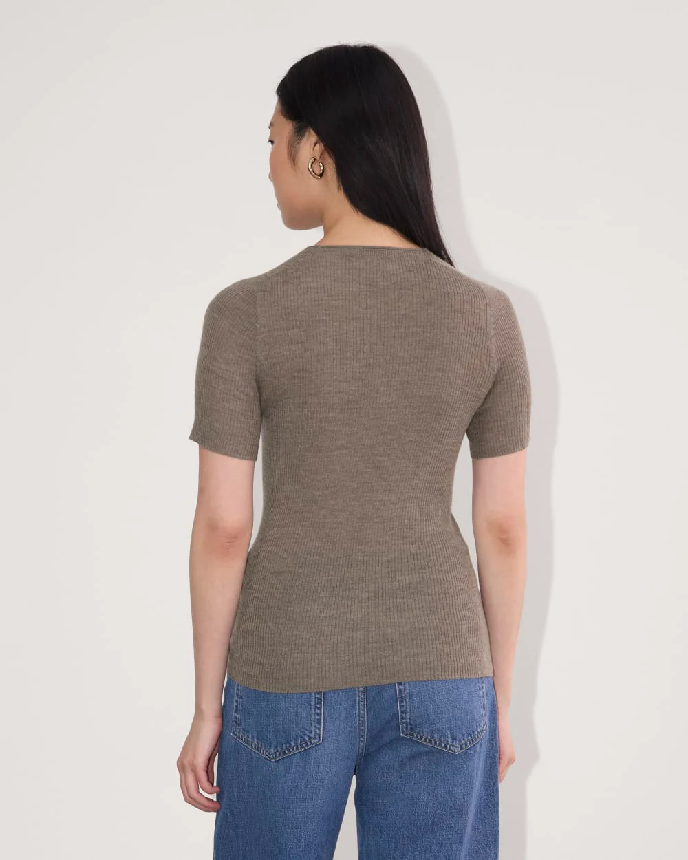 The Sweater Tee in Ultrasoft Merino | Heather Cocoa