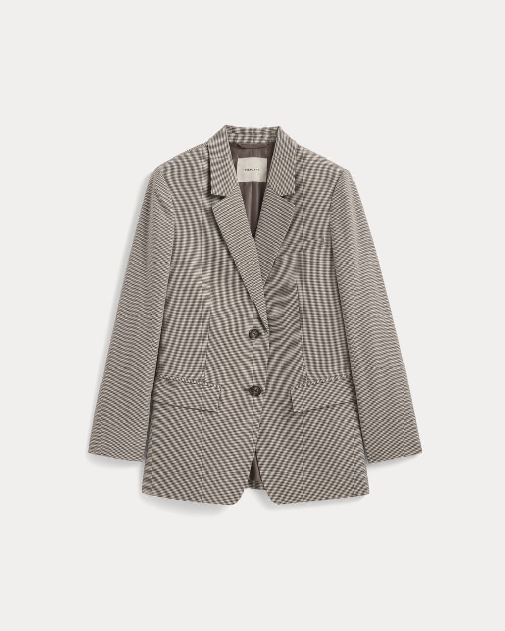 The Oversized Blazer in Buttersmooth | Deep Taupe Mini Gingham