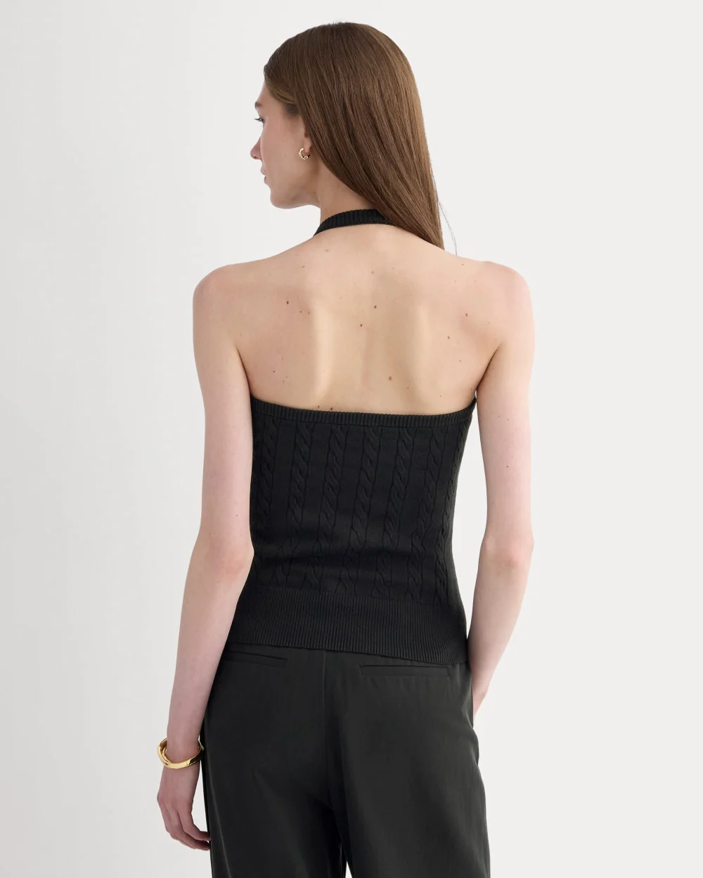The Cable Halter in Cotton Cashmere | Black