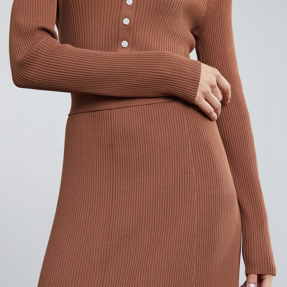 The Ribbed Knit Skirt | Cocoa Brown