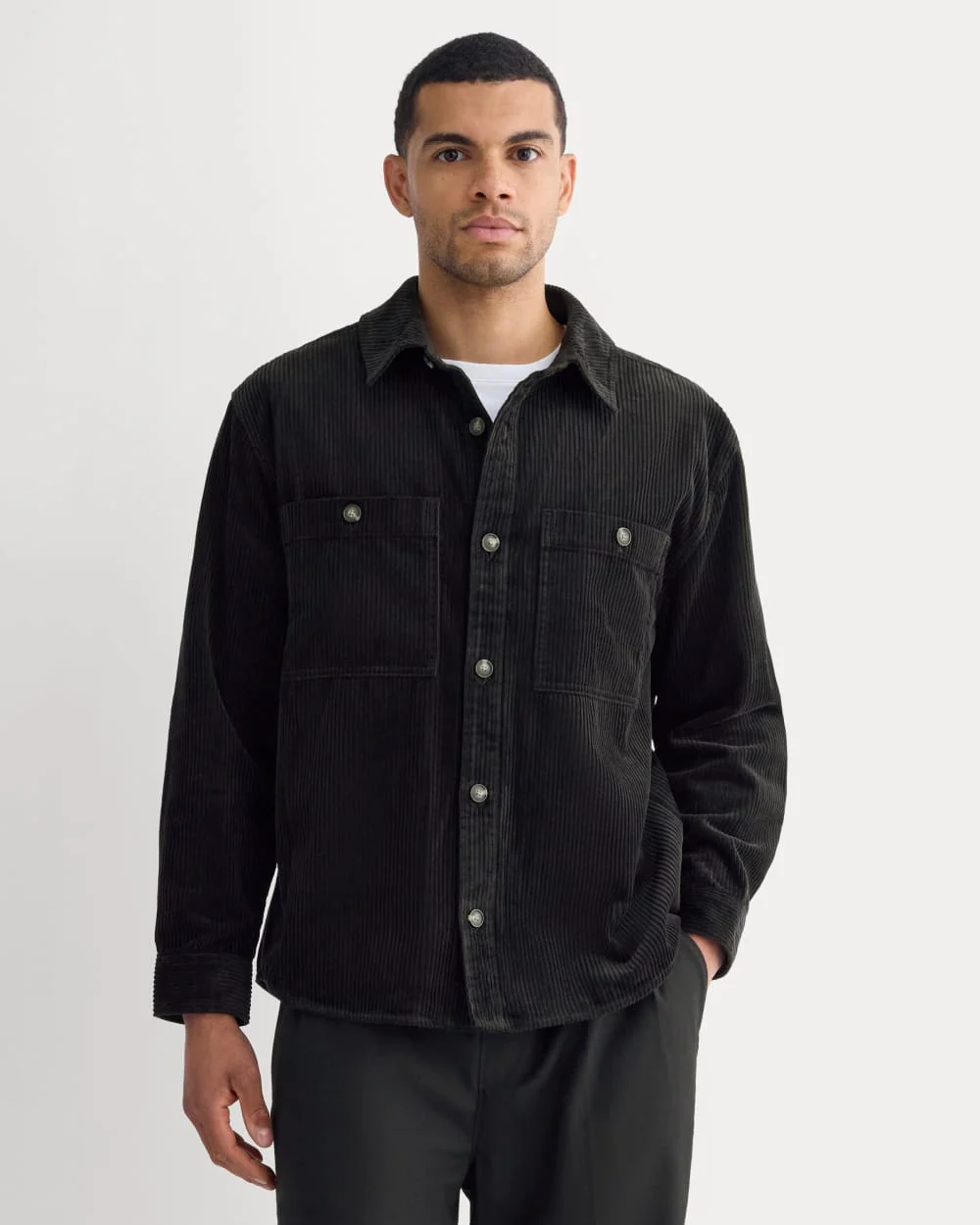 Wide Wale Corduroy Shirt | Black