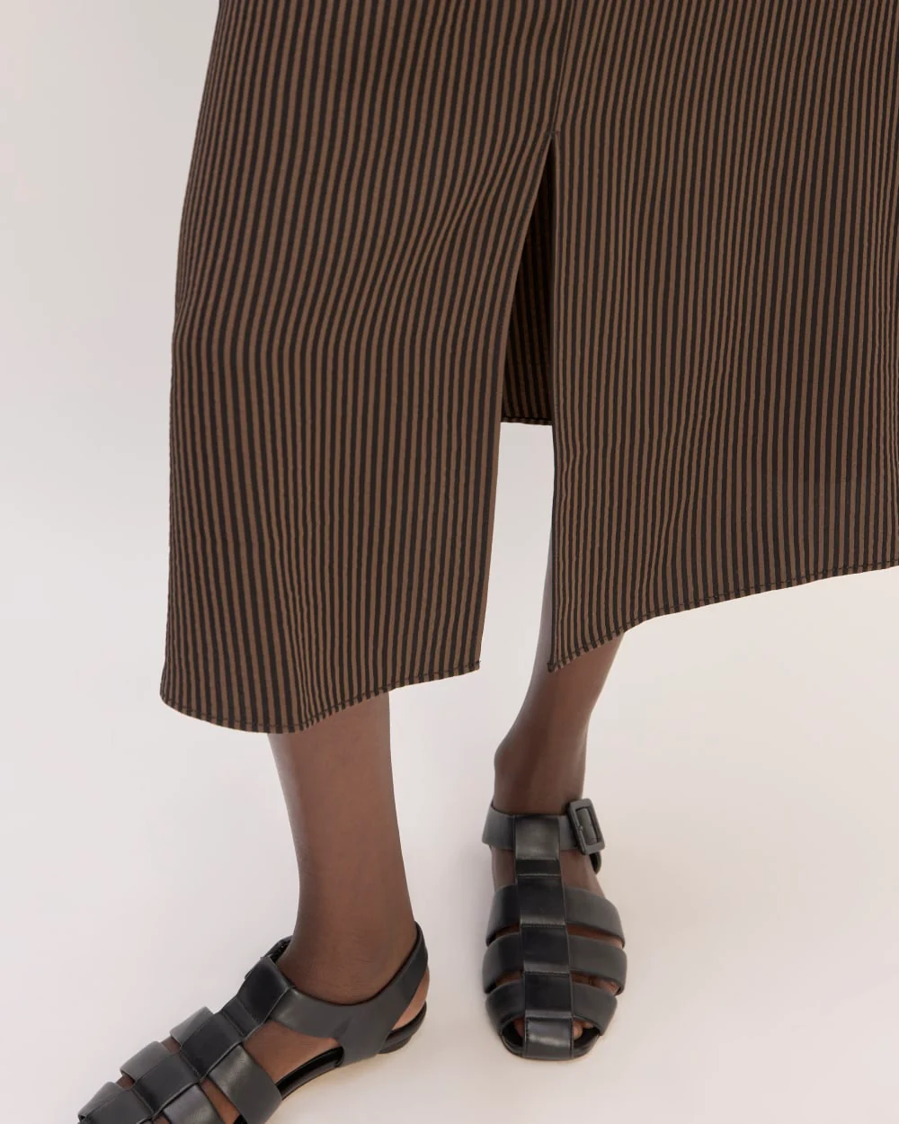 The Mini Jacquard Stripe Slip Skirt | Cocoa / Black