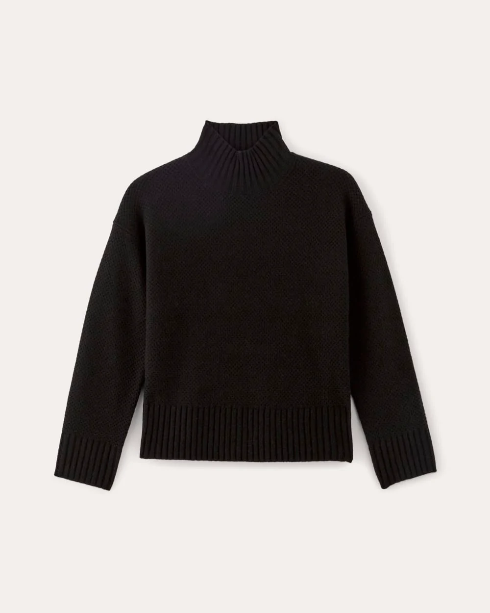 The Honeycomb Funnel Neck in Wool Cashmere | Black