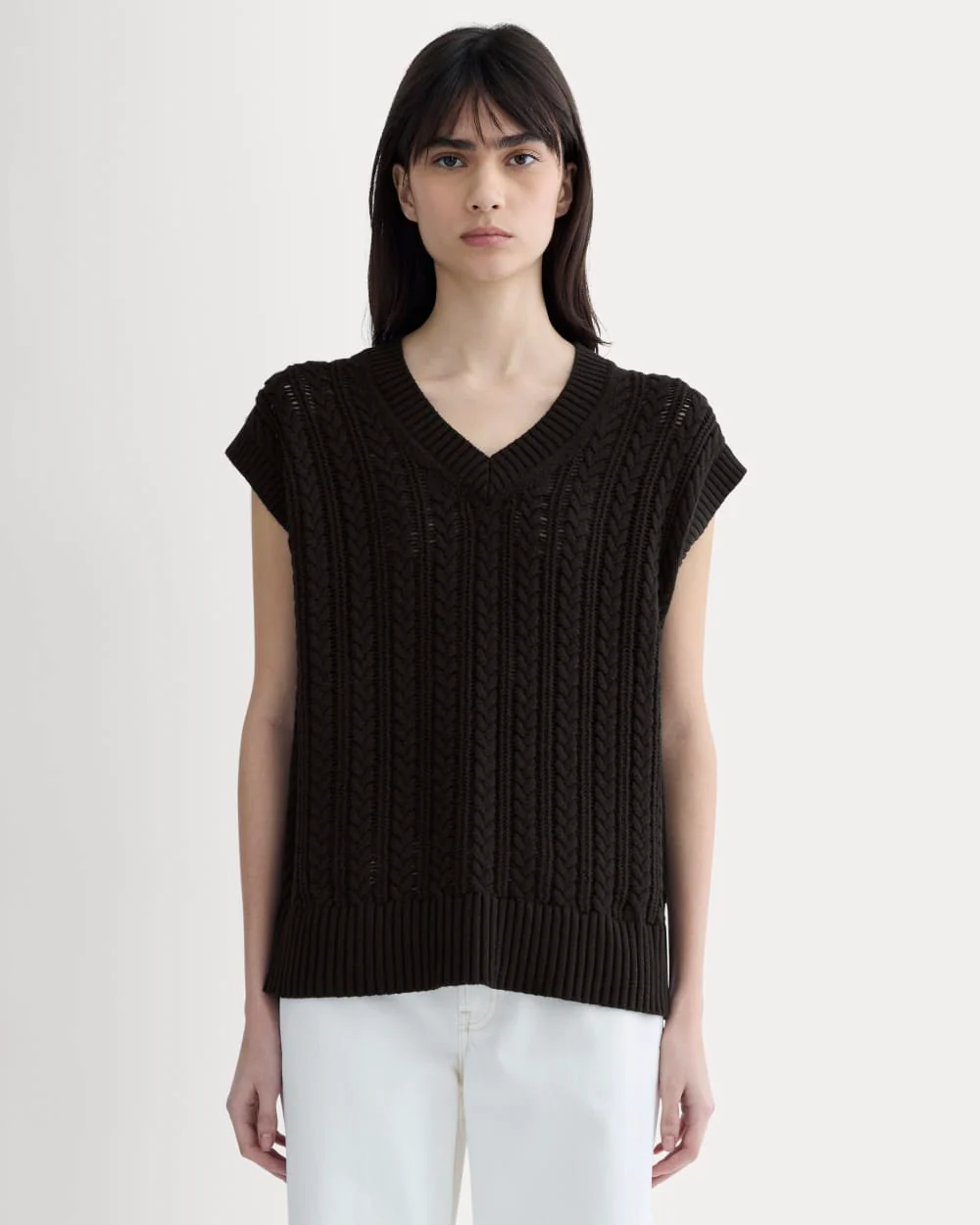 The Mesh Cable Vest in Everyday Cotton | Black
