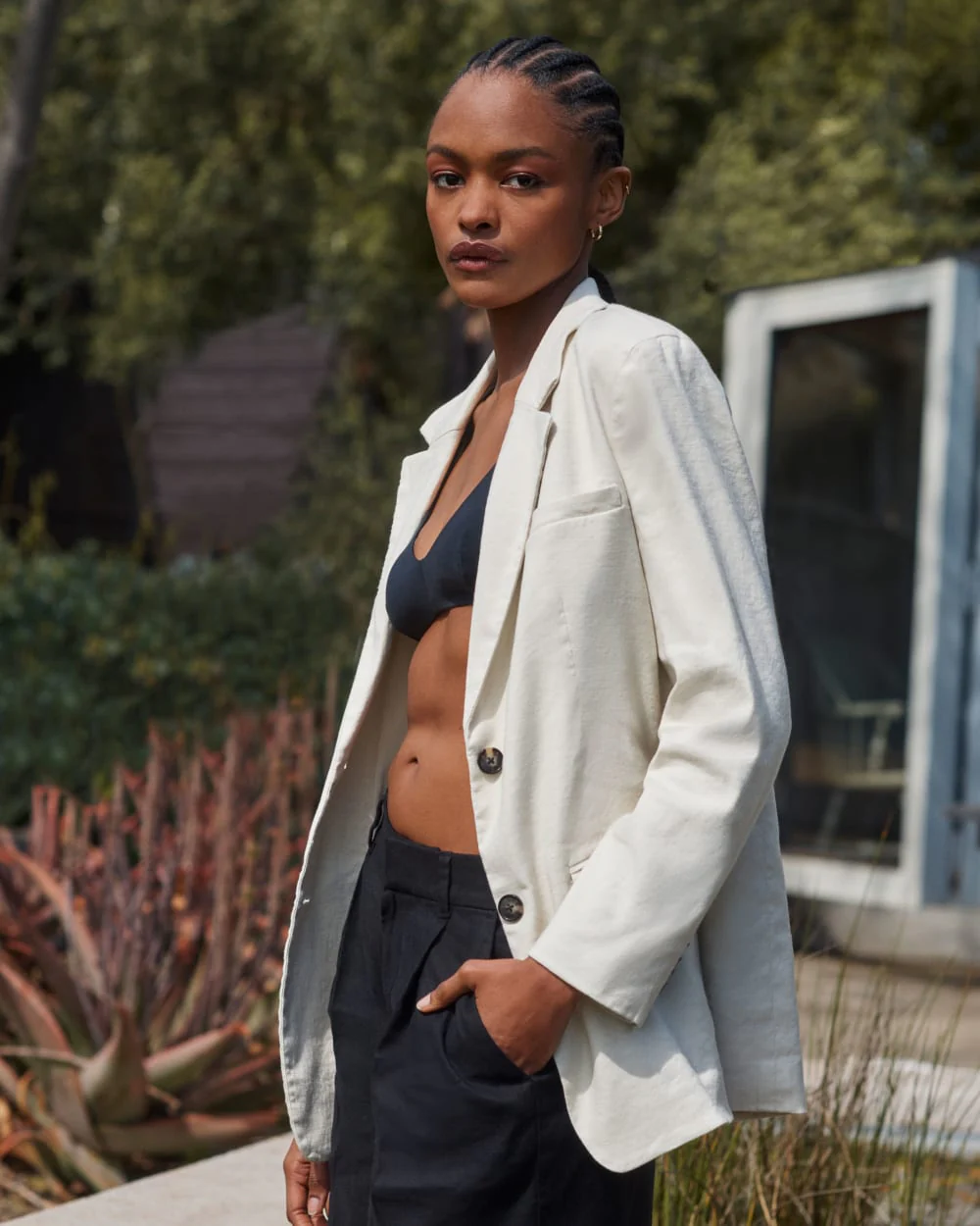 The Oversized Blazer in Stretch Linen | Birch