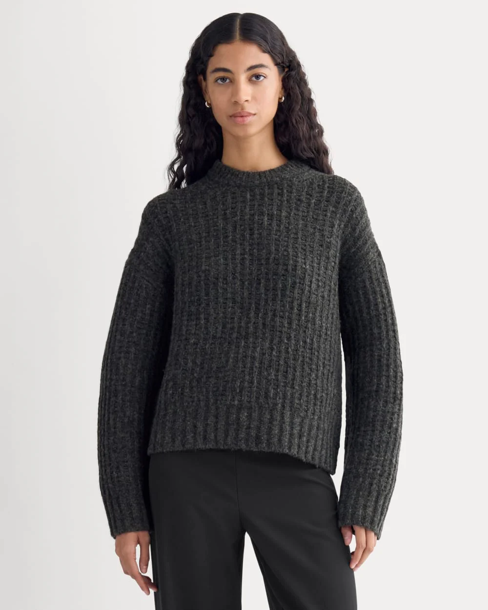 Waffle Sweater in Cloud | Heathered Soot