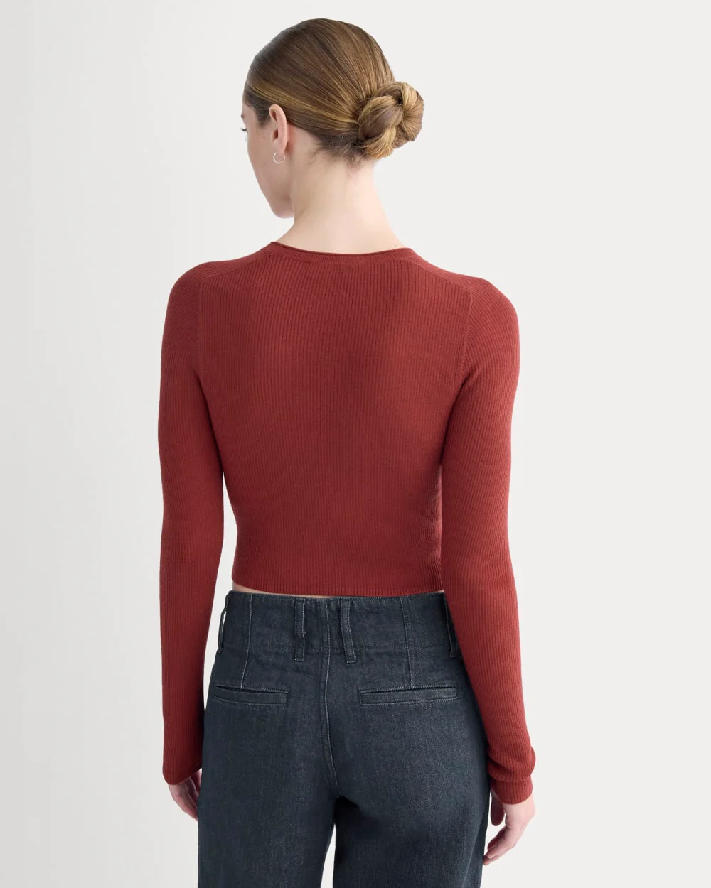 The Cropped Crew Top in Ultrafine Merino | Merlot