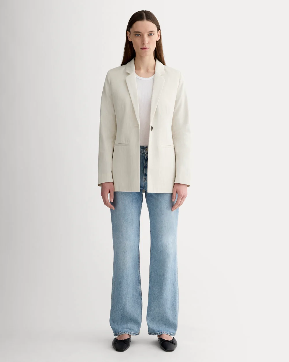 The Relaxed Blazer in Buttersmooth | Heathered Oat