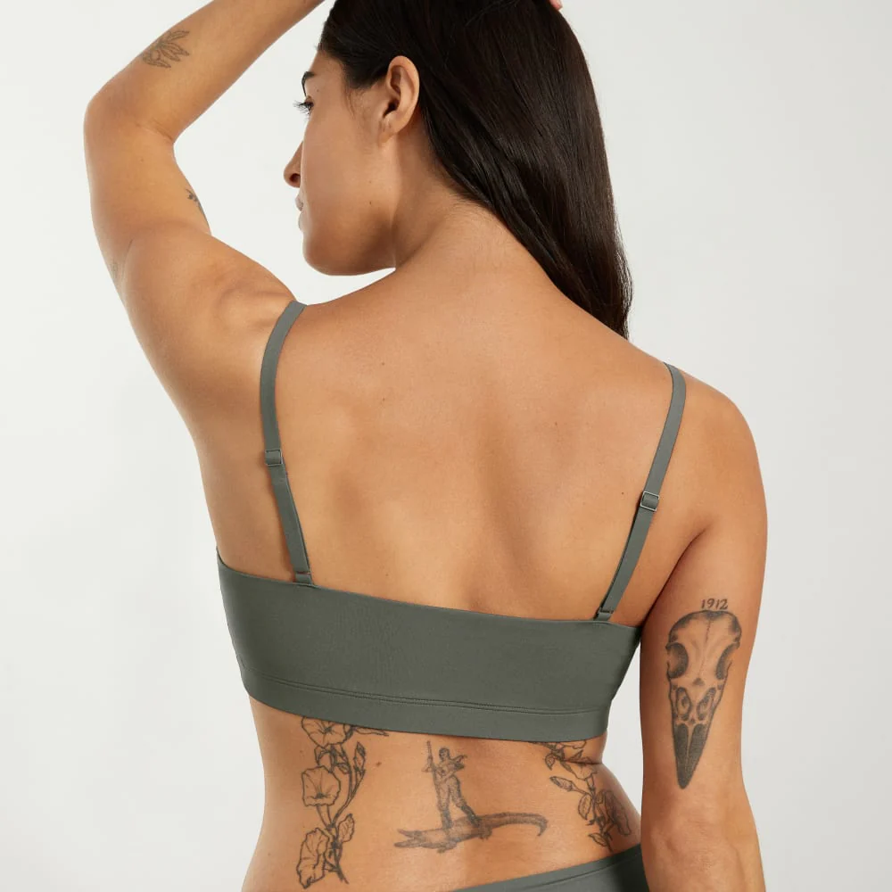 The Invisible Square-Neck Bralette | Pewter Green