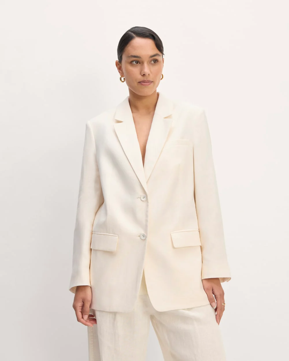 The Oversized Blazer in Linen | Bone