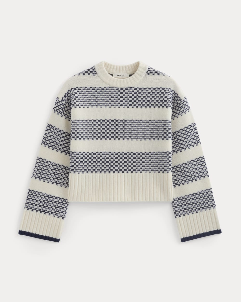 Nordic Cropped Boxy Crew in Luxe Merino | Bone/True Navy