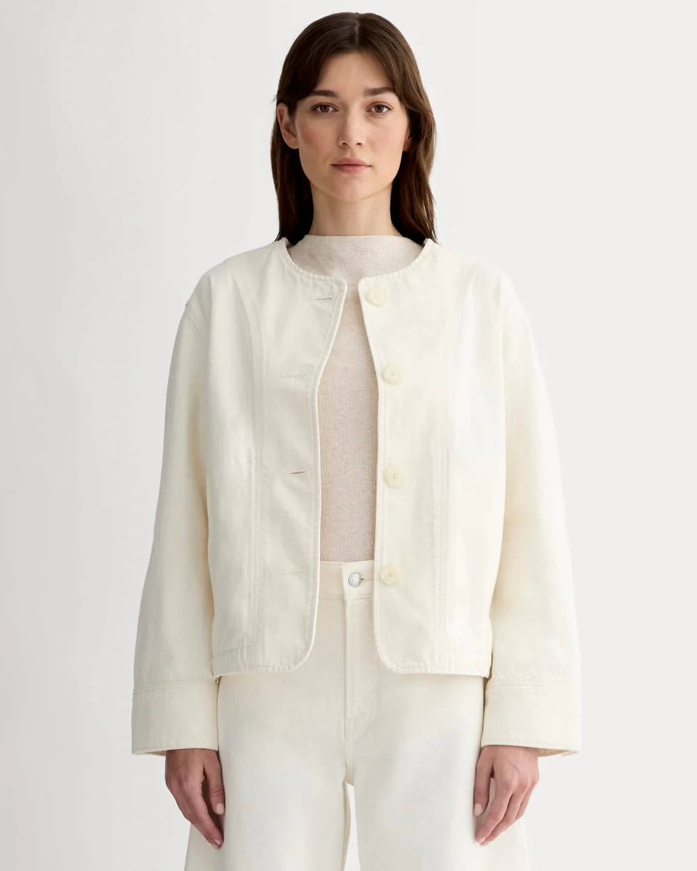 The Denim Barrel Jacket | Calico Ecru