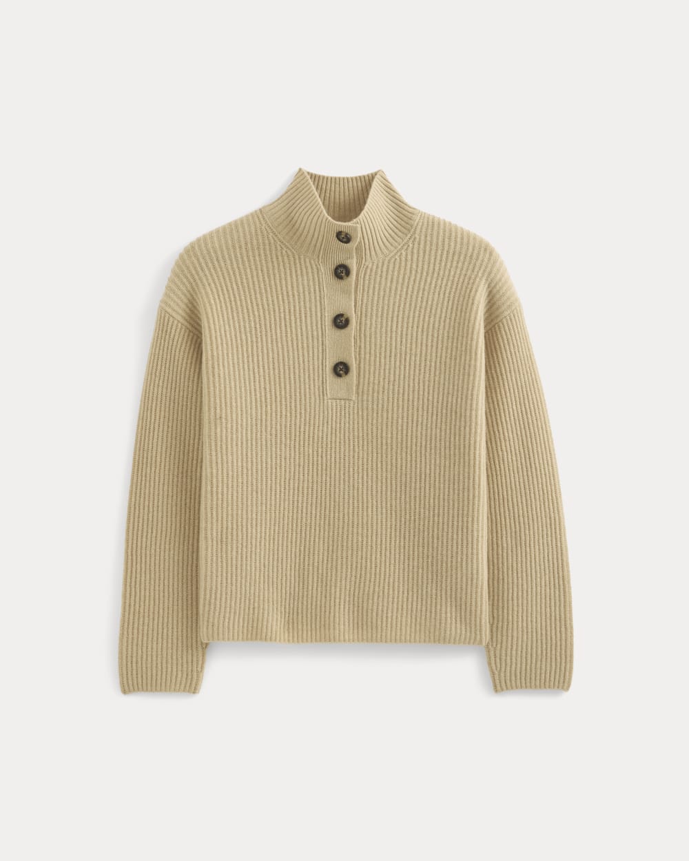 The Cocoon Henley in Wool Cashmere | Heather Light Camel