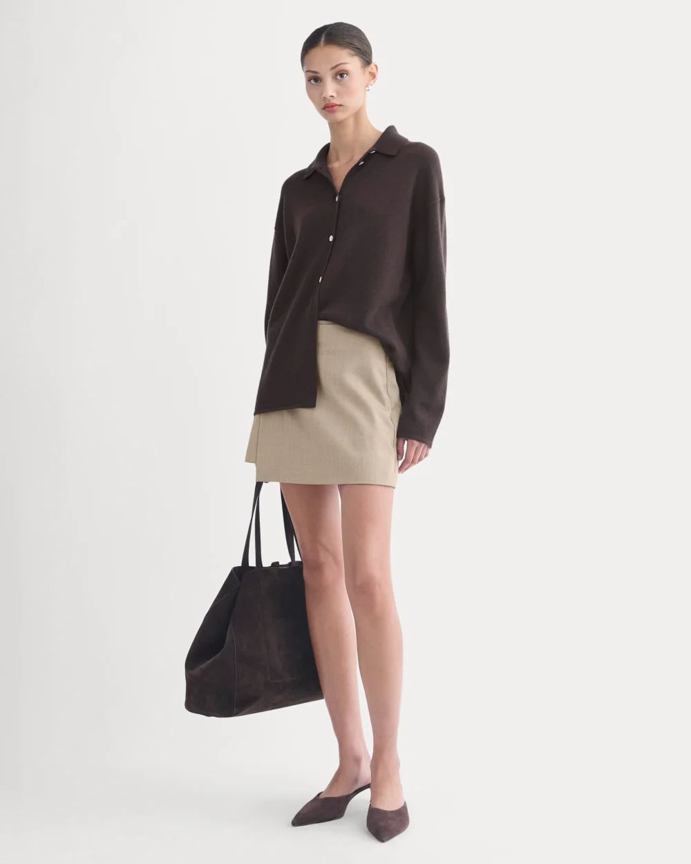 Cashmere Button-Up Shirt | Dark Chocolate