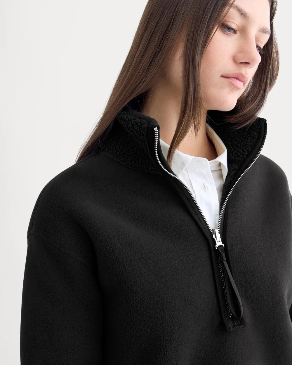 Reversible Teddy Half-Zip Pullover | Black