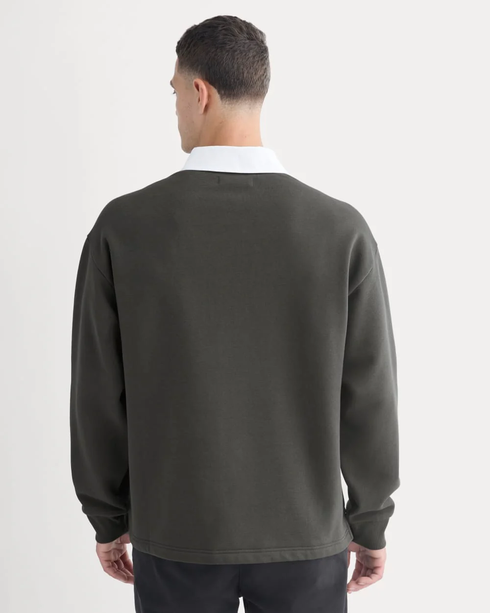 Luxe Fleece Rugby Polo | Washed Black