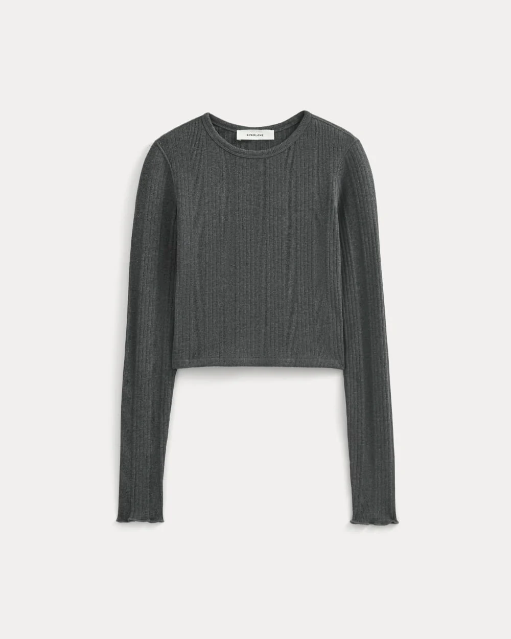 Lounge Rib Cropped Shirt | Heathered Soot