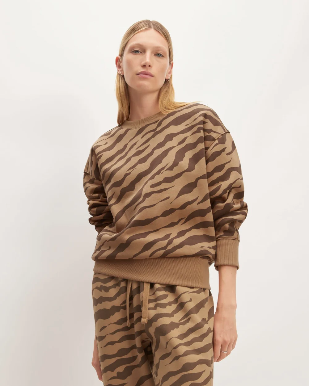 The ReTrack Oversized Crew | Cocoa Tiger Stripe
