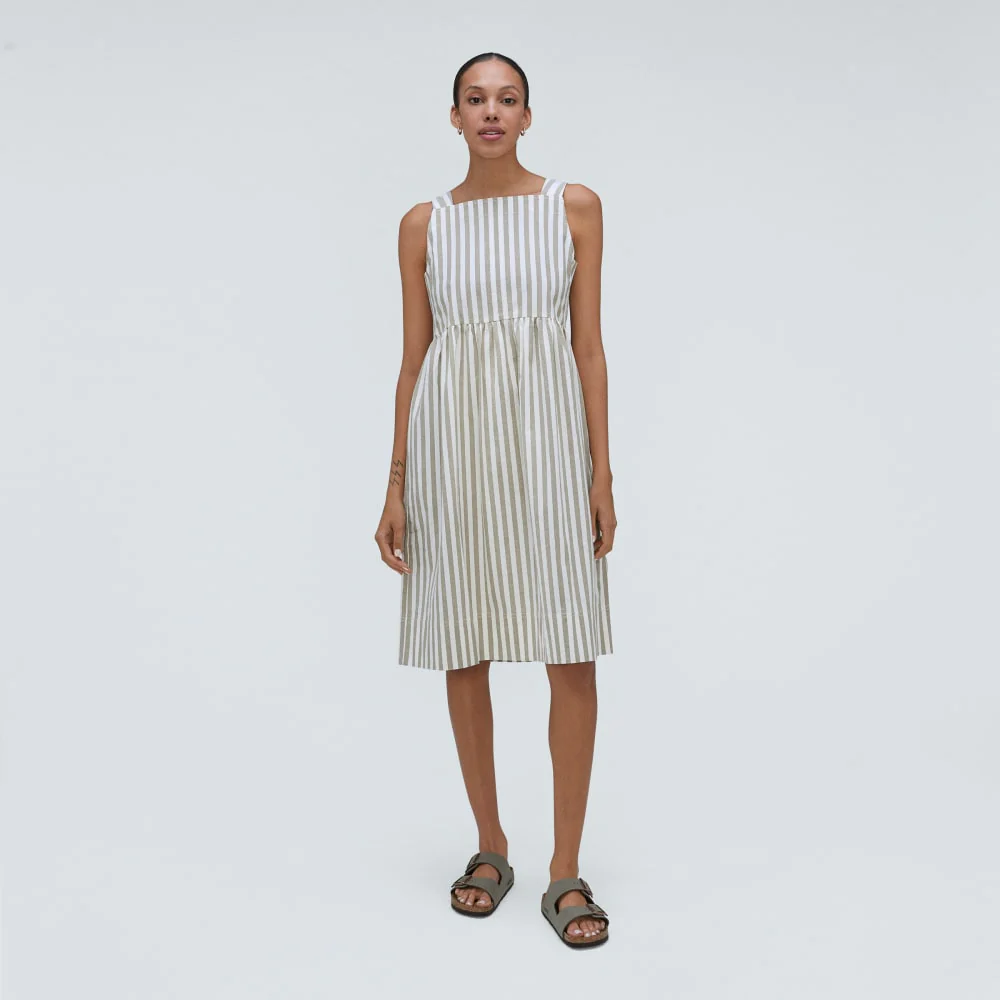 The Seersucker Midi Dress | Nutria / Off-White